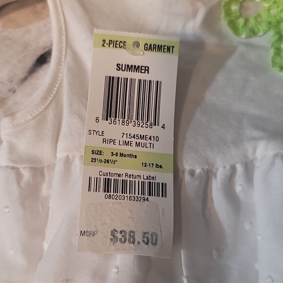 First Impressions 2piece Summer Ripe Lime Bow Multilayer dress Size 3-6months - Picture 3 of 11